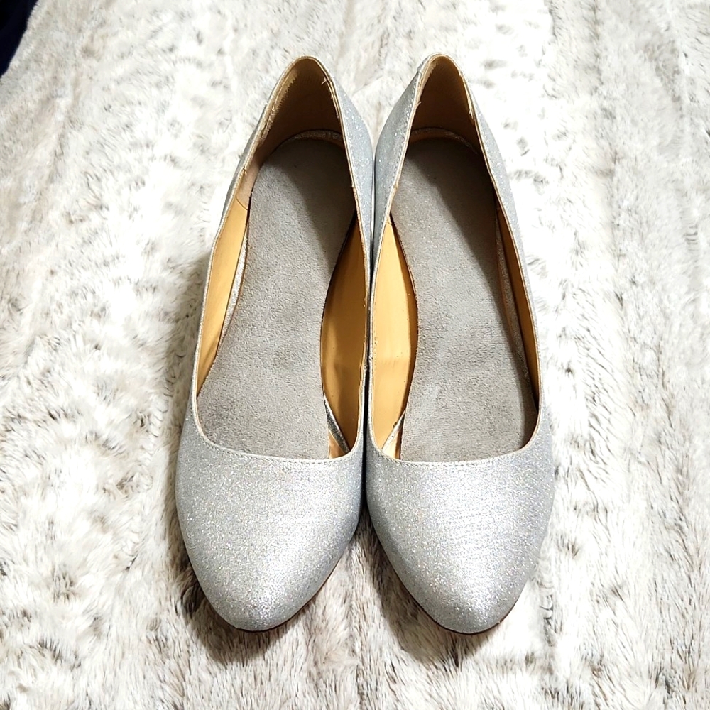 Silver pump heels